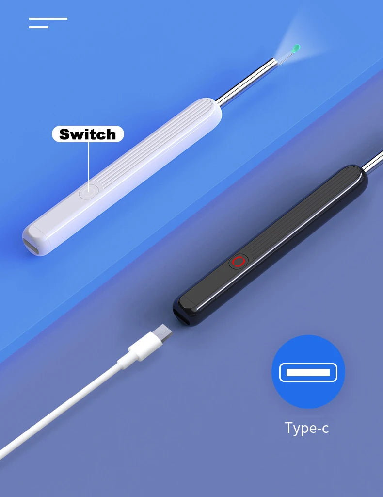 HD Otoscope Ear Cleaner with Camera and Type C Charging - Earwax Removal Tool and Health Care Kit