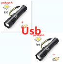 flashlight with usb charging zoom p50