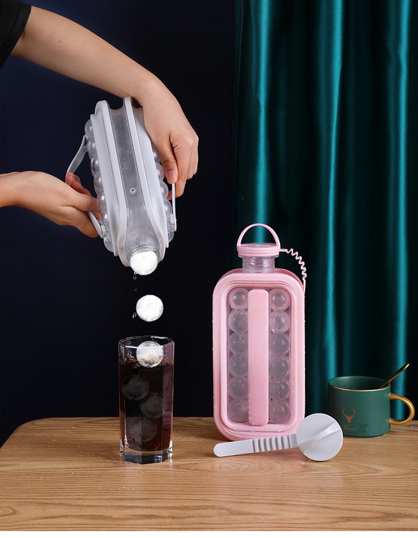 Ice Kettle Ice Ball Maker 2-In-1 Cold Water Bottle Household Ice Cube