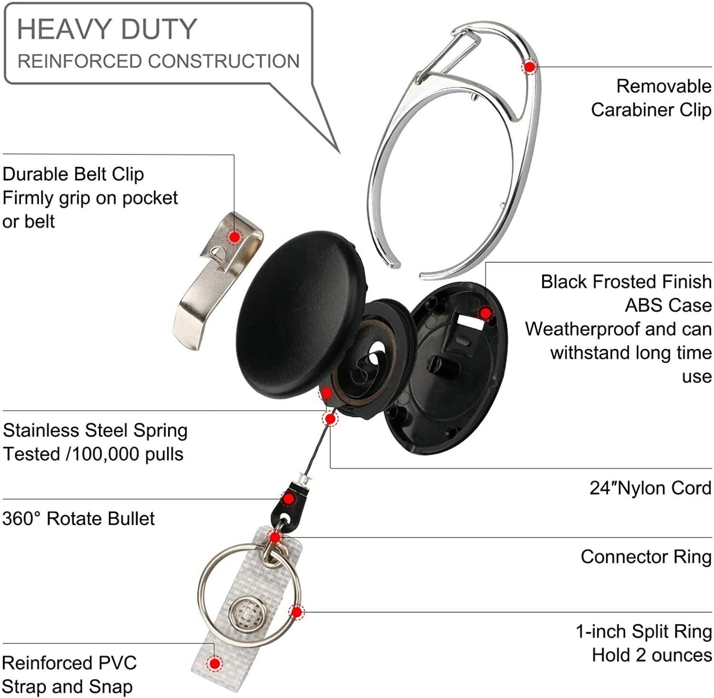 Lanyards ID Badges Reels Retractable Clear Name Work Card Holder Clip Pack of 3