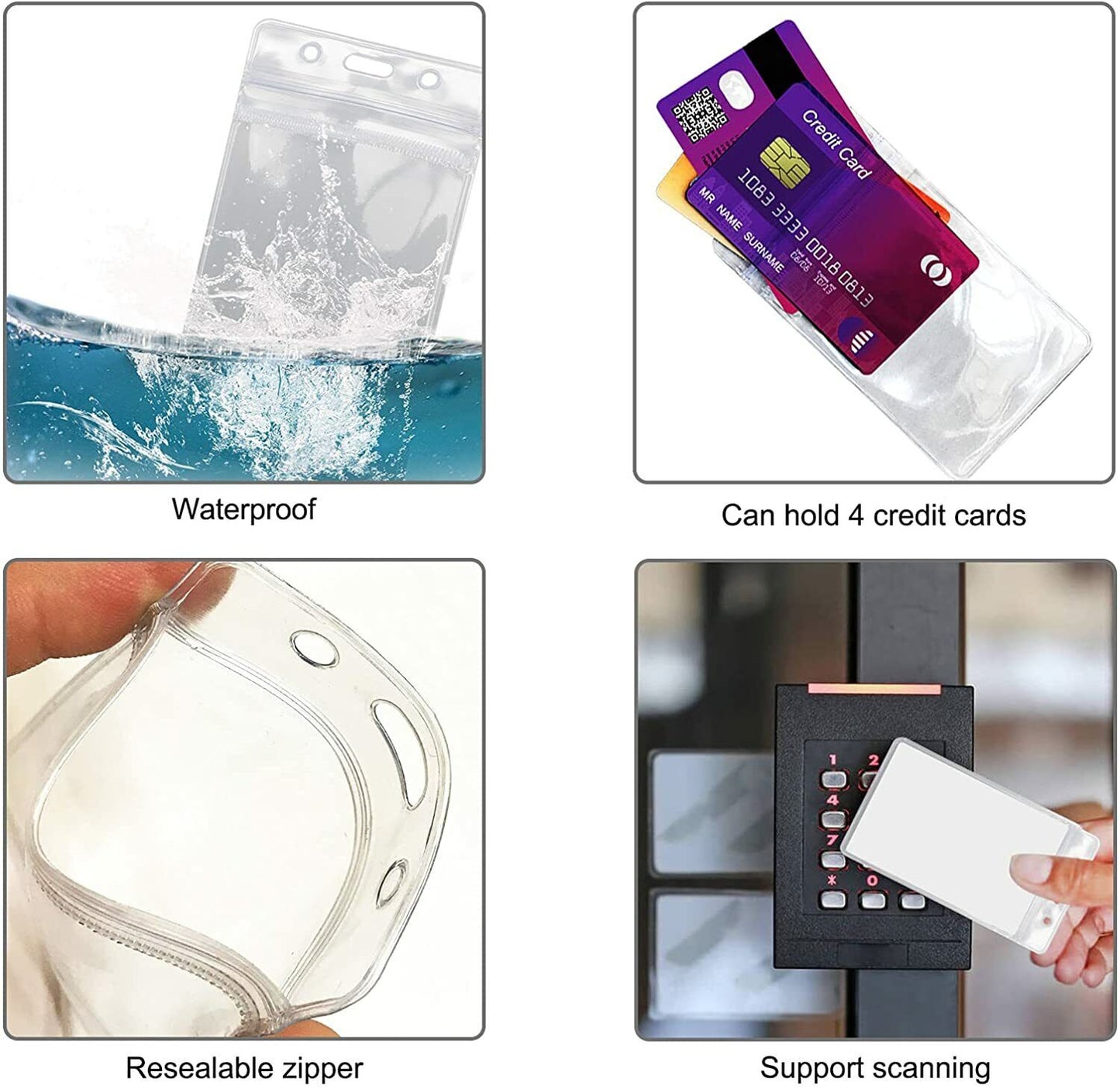 Lanyards ID Badges Reels Retractable Clear Name Work Card Holder Clip Pack of 3