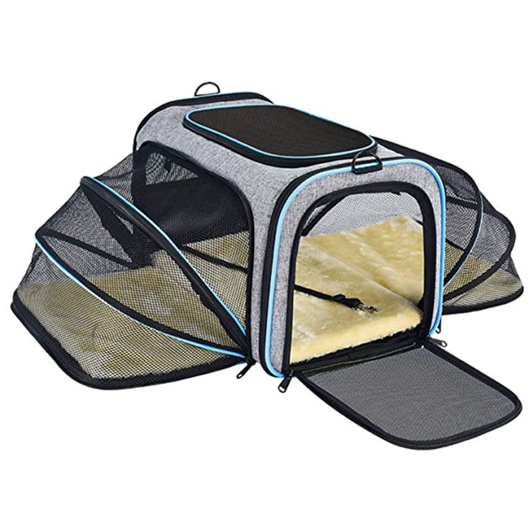 Sky Paws: Expandable Foldable Pet Carrier for Cats & Dogs - Airline Approved with Reflective Tapes
