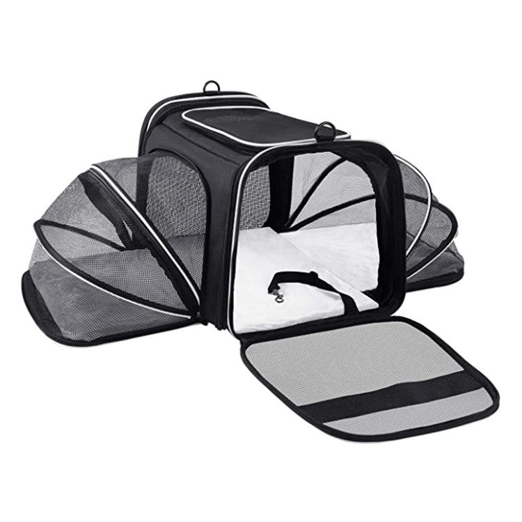 Sky Paws: Expandable Foldable Pet Carrier for Cats & Dogs - Airline Approved with Reflective Tapes