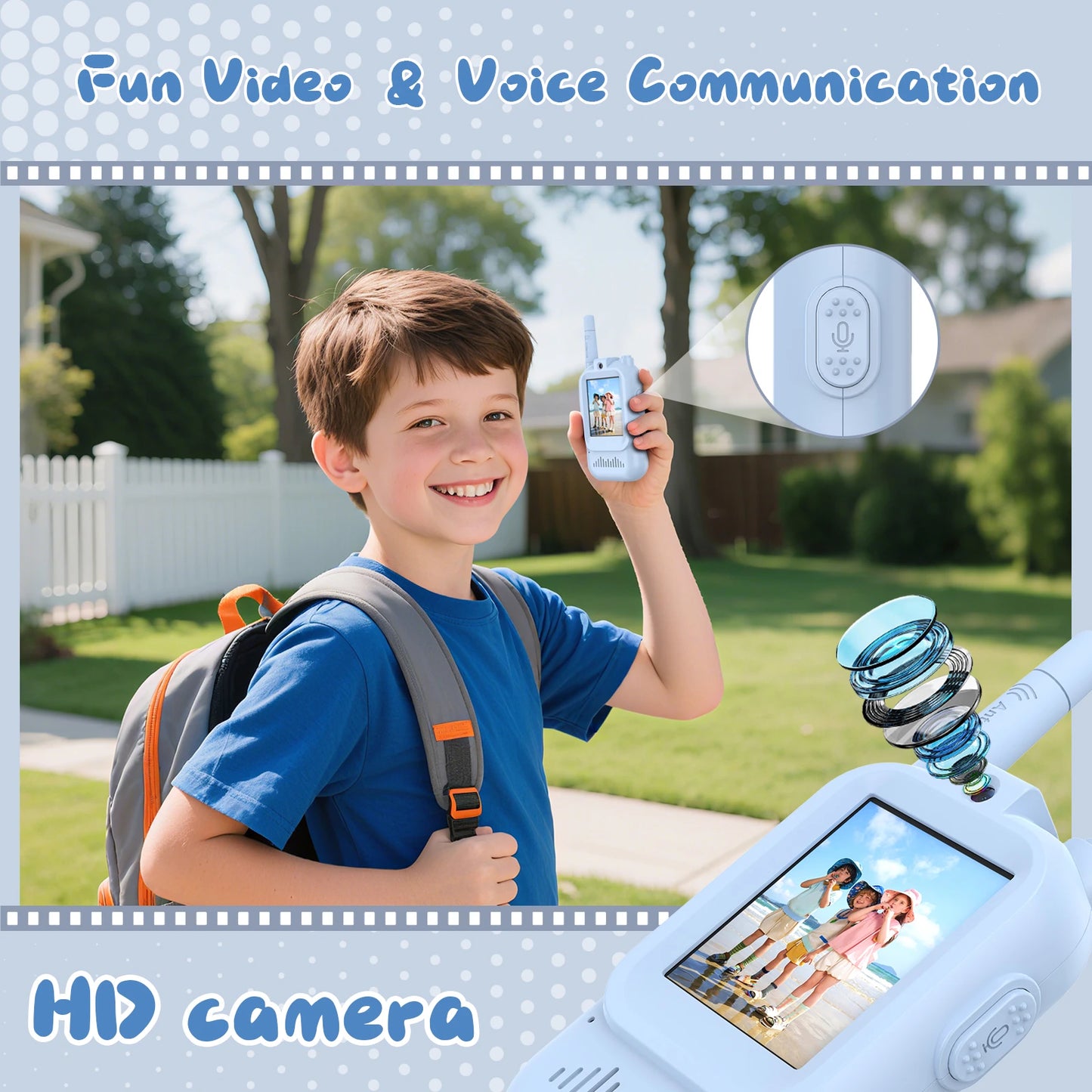 Kids Video Walkie Talkie Toys 2 Pack with Camera & Voice Changer - Rechargeable Interphone Gift