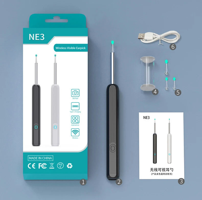 HD Otoscope Ear Cleaner with Camera and Type C Charging - Earwax Removal Tool and Health Care Kit
