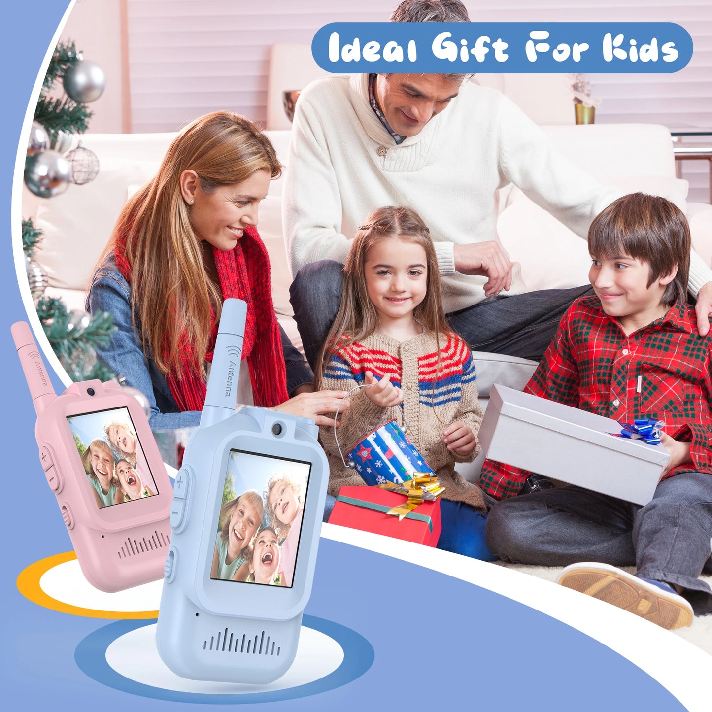 Kids Video Walkie Talkie Toys 2 Pack with Camera & Voice Changer - Rechargeable Interphone Gift