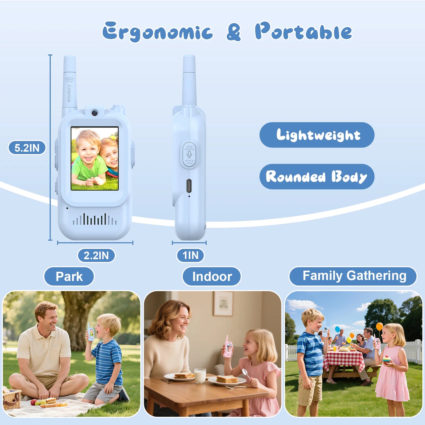 Kids Video Walkie Talkie Toys 2 Pack with Camera & Voice Changer - Rechargeable Interphone Gift