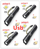 flashlight with usb charging zoom p50