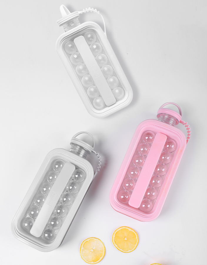 Ice Kettle Ice Ball Maker 2-In-1 Cold Water Bottle Household Ice Cube