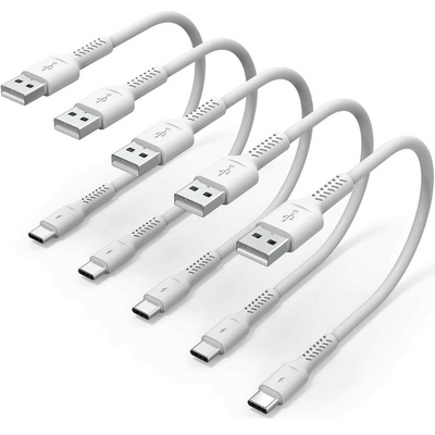 6 Inch Short iPhone Charger USB‑A to USB‑C Cable – Pack of 5