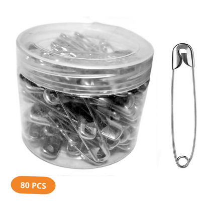 80 pcs stainless steel safety pins - large heavy duty 2.2 inch nickel finish