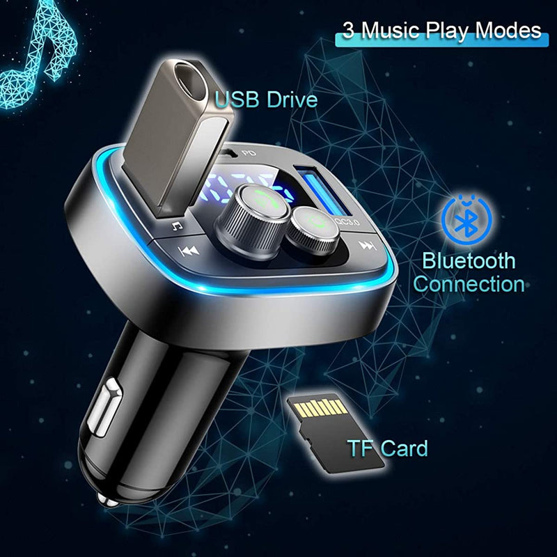 Bluetooth Adapter for Car, Wireless FM Radio Transmitter Handsfree Calling & Audio Receiver, MP3 Music Player