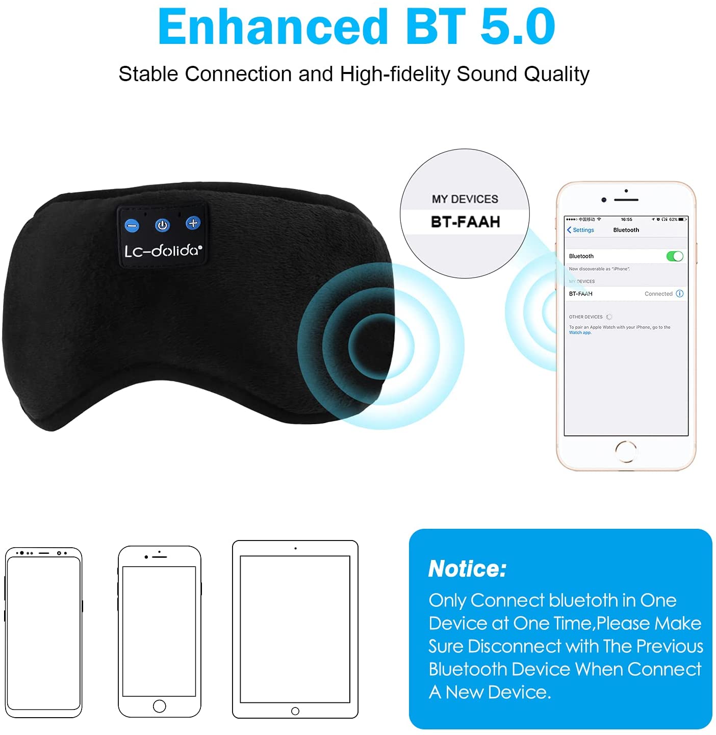 Cotton Sleeping Eye Masks with Wireless Headphones