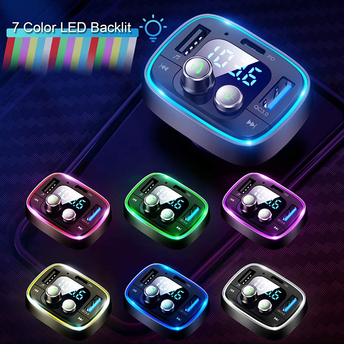 Bluetooth Adapter for Car, Wireless FM Radio Transmitter Handsfree Calling & Audio Receiver, MP3 Music Player