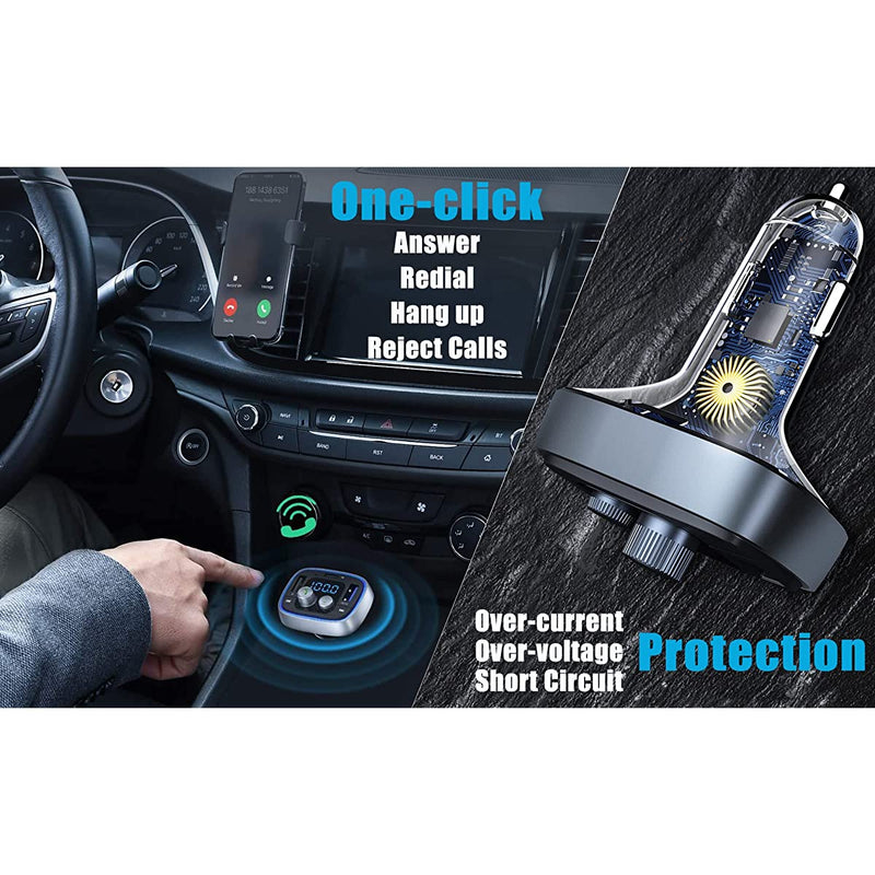 Bluetooth Adapter for Car, Wireless FM Radio Transmitter Handsfree Calling & Audio Receiver, MP3 Music Player