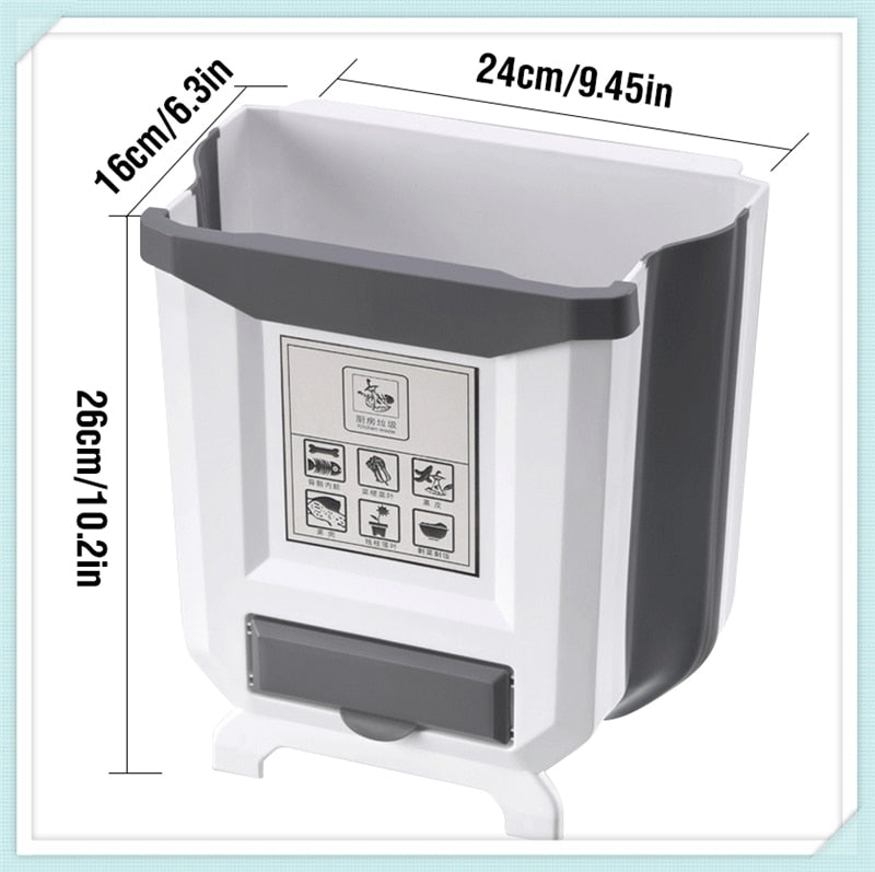 Folding Wall Garbage Bin for Kitchen, Bedroom, Car and Bathroom