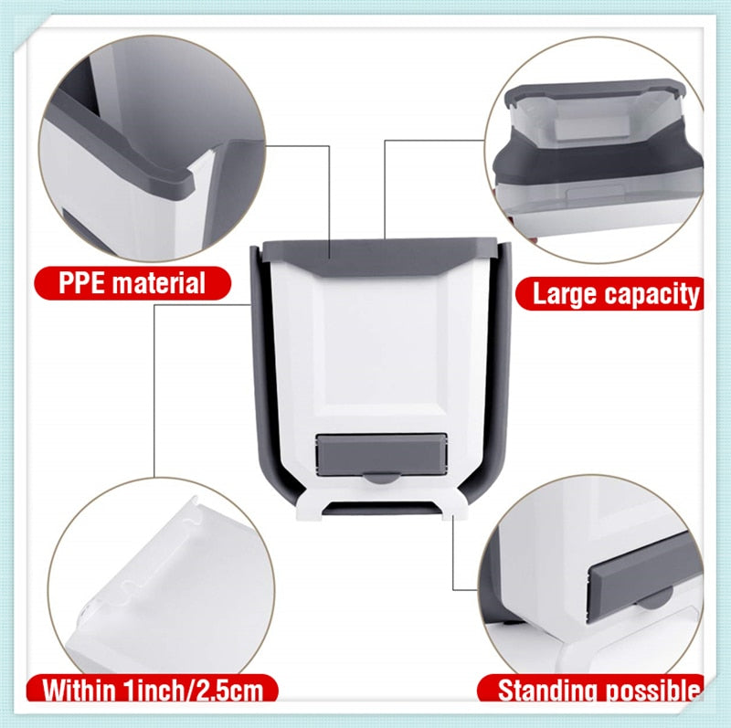 Folding Wall Garbage Bin for Kitchen, Bedroom, Car and Bathroom