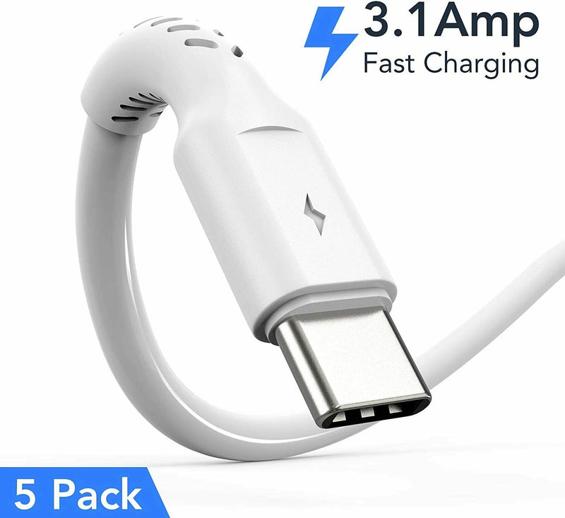 Mini 6 inch Short Charger Cable - Fast Charging Cord USB A to Type C Pack of 5
